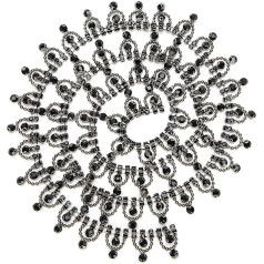 Cyrank Melna lenta Rhinestone, 1 Yard Tassel Fringe apgriešana, Rhinestone Beads Band, Rhinestone Trim šūšanai Mākslīgā dārgakmens akmens pērles Šūt uz Applique ķēdes rotājumu DIY šūšana