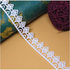 Yurosiay 15 Yards 2cm Spitzenbordüre Weiß zum Nähen Vintage Stickerei Blumen Spitzenband Spitze Borten Zierband Spitzenborte Dekoband Spitze Stoffband für Hochzeit DIY Handwerk Nähen Deko 12#