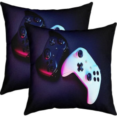 Gamer Dekoratīvie iemest spilvenu pārvalki Gaming Gamepad Square Cushion Cover Set for Living Room Game Room Room Decor Colourful Game Console Controller White Black Cushion Covers Spilvenu pārvalki 40,6 x 40,6 cm