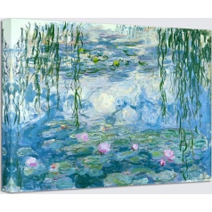 Wieco Art, Seerosen von Claude Monet, ölgemälde-Reproduktion, moderne Giclée-Leinwand, Landschaftsbilder gedruckt auf Leinwand, MON0023-3040