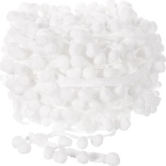 uxcell Fransenborte, 9,1 m, Pompom-Ball, Nähzubehör, Basteln, für Zuhause, Vorhang, Kleidung, Kissen, Dekoration (15 mm, weiß)