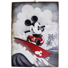 KUSTOM ART Vintage stila Mickey Mouse Disney Mickey Mouse izdruka uz koka 40 x 30 cm