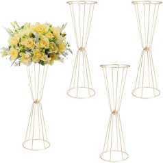 Set mit 4 geometrischen hochgoldenen Vasen für Hochzeiten, 59,9 cm, Blumen-Tischdekorationen, Metallvasen für Hochzeit, Jahrestag, Feier, Party, Geburtstag, Veranstaltungen, Gang, Heimdekoration