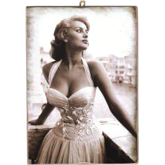 KUSTOM ART Cucuba Picture Vintage Sofia (Sophia) Loren Print on Wood 30 x 40 cm