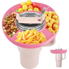 Greoer Snack Bowl for Stanley Cup 1.2L Cup, Silicone Cream White Food Plate Accessories with Non-Slip Base, Durable and Resistant, Ideal for Outdoor Activities (Sakura Pink)