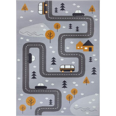 Hanse Home Dream Street Children's Room Rug - Boys Girls Play Rug Short Pile Rug Modern Play Street Motif Soft Pile Easy Care - Grey Mustard Yellow 120 x 170 cm