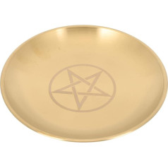 PATKAW Pentagram Altar Plate Star Altar Ritual Burning Candle Holder Plate Bowls Offering Incense Burning Flat Bowl for Smudging Witchcraft Wicca Tarot Supplies Golden