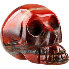 Shanxing Skull Ornamentss kristāla dziedināšanas dārgakmens cirsts statuja Reiki figūriņa apdare 1,5 collu, svītrains sarkanais jasmīns