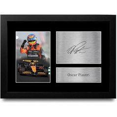 HWC Trading FR A4 Oscar Piastri McLaren Geschenke Gedrucktes Signiertes Autogramm Foto für Fromula 1 und Motorrennen Fans - A4 Gerahmt