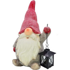 Wichtelstube-Kollektion XXL Gnome figūras Ziemassvētki 41 cm ar laternu Ziemassvētku rotājums Āra dekorēšana