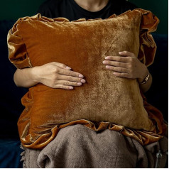 GLORY SEASON Mīksts samta spilvena pārvalks Luksusa kvadrātveida dīvāns Guļamistaba Farm Cushion Cover 2.45x45cm Golden Camel