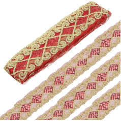 9,1 m Pailletten-Spitzenbordüre, 6,9 cm, Pailletten-Spitzenband, Pailletten-Band, Zierband für Handwerk, Verzierungen, DIY, Nähen, Kostüm, Rot