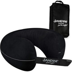 SANDINI TravelFix ceļojumu spilvens - ERGONOMIC FIT - plus izmērs (XL) - mikrofibra - melns