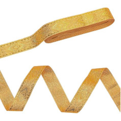 WADORN Jacquard-Stickband, 20 mm, Vintage-Boho-Webband zum Nähen, bestickte Spitzenborte für handgefertigte Kleidung, Tasche, Vorhang, Schonbezug, Verzierung, Dekoration, goldfarben, 7,6 m