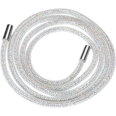 QUARKZMAN Strass Tube Seil 138cm Runde Diamant Tube Schnur für DIY Kordelzug Jogginghose Gürtel Bekleidungszubehör Weißes Netz AB Farbe