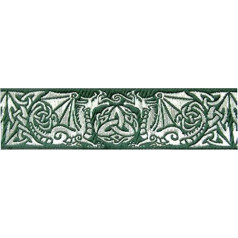 1A-Kurzwaren 35027-dgnsi Celtic Border austā lenta 35 mm plata Krāsa: Krāsa: tumši zaļa/sudraba 10 m