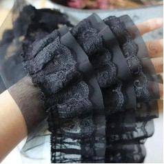 12 cm breit weiß schwarz drei Schichten 3D Plissee Mesh Chiffon Stoff bestickt Rüschen Trim DIY Kleid Bekleidung Kragen Nähen Dekor