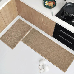 Artnice Kitchen Runner Rug, Absorbent Kitchen Rugs and Mats, Non-Slip, Washable, Rubber Mats for Floor, Interior Mats for the Front of the Sink, 43.9 x 76.2 cm + 43.9 x 119.4 cm, Beige