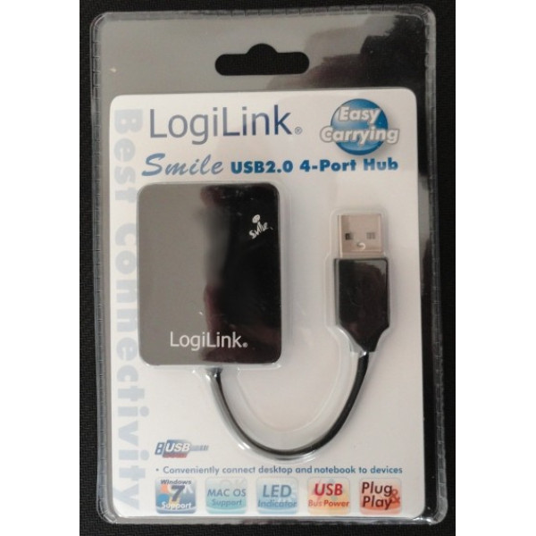 USB 2.0 4 porti 'smile' - melns ua0139