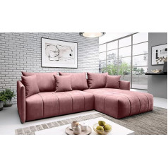 Ml Furniture Ltd Don Velvet Monolith Corner Sofa in L-Shaped 245 cm x 180 cm - Sofa Bed with Bed Box - Extendable Sofa Bed - Couch with Storage Space and Cushions - Sofa with Sleep Function Colour: