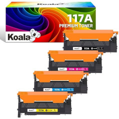 Koala 117A toneris, kas ir saderīgs ar HP 117A tonera komplektu W2070A W2071A W2072A W2071A W2072A W2073A krāsu lāzera MFP 179fwg 178nwg 150nw 179fnw 178nw 150a tonerim (melns ciāns, dzeltens, dzeltens, purpursarkans, 4 iepakojumi)