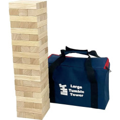 Jacmok Tumble Tower Game Wooden Toppling Blocks Toy with Carry Bag (Pack of 60 Large Tumble Tower)