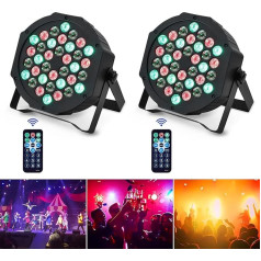 ‎Aimkap 2 gab LED Par prožektors 36 LED 72W Disco Light Party Light RGB DMX512 ar tālvadības pulti Skatuves gaisma 7 gaismas režīmi DJ gaisma ballīšu bāra skatuvei Fiksēts šovs