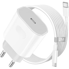 Sunrson USB C lādētājs iPhone 15/15 Pro/15 Pro Max/15 Plus, 35 W USB C strāvas adapteris ar 2 m oriģinālo lādēšanas kabeli iPad Pro/Air, Samsung Galaxy, USB C strāvas padeves spraudnis, ātrās lādēšanas kabelis