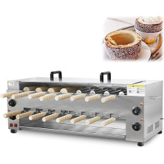 Doppelschichtige Elektrische Elektrische Cake-Pop-Rollmaschine, Kommerzieller Kamin-Kuchenhersteller Mit 16-teiliger Walze, 4 Unabhängige Temperaturregelung (50-300 °), Gleichmäßige Rotationsheizung Um 360°