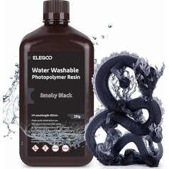 ELEGOO 405 nm ūdenī mazgājama sveķu, ūdenī mazgājama 3D printera ātrā sveķu sveķu šķidro kristālu ultravioletā starojuma fotopolimēra 3D printerim 2 kg dūmakaini melns