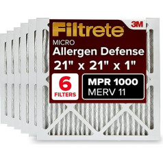 Filtrete 21 x 21 x 1 maiņstrāvas krāsns gaisa filtrs, MPR 1000, mikroaizsardzība pret alergēniem, 6 gabali (precīzi izmēri 20,81 x 20,81 x 0,81)