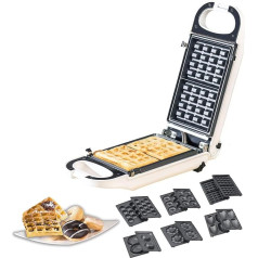 Rosenstein & Söhne Waffle Iron: 6-in-1 snack maker, interchangeable moulds, non-stick coating, 700 watts (waffle iron for Belgian waffles).