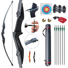 D&Q Recurve Bogen und Pfeil Set 30lbs 40lbs Erwachsene Bogenschießen Langbogen Kit Jagdbogen für Links- und Rechtshänder Anfänger