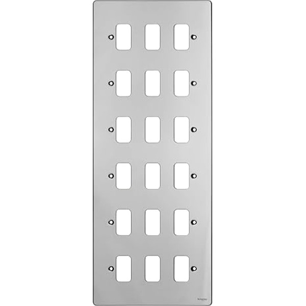 Schneider Electric GUG18GMS Ultimate Flat Plate 18 pieslēgvietu plate ar montāžas rāmi - pulēts hroms