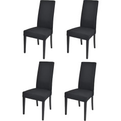 t m c s Tommychairs - 4 modernu Chiara krēslu komplekts virtuvei un ēdamistabai, izturīga konstrukcija no lakota dižskābarža koka, krāsa melna, polsterēti un pārklāti ar audumu melnā krāsā