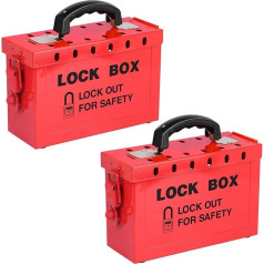 RealPlus Lockout Tagout Box Portable LOTO Group Lock Box, 12 замков, красный, упаковка 2