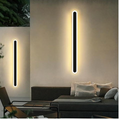 Mikeru Modern LED sienas lampas, āra terases sienas lampas, iekštelpu sienas lampas, 120 cm 48 W garas sloksnes ārējā lampa 3000 K melns sienas apgaismojums IP65 ūdensizturīgs dzīvojamai istabai veranda terasei garāžai