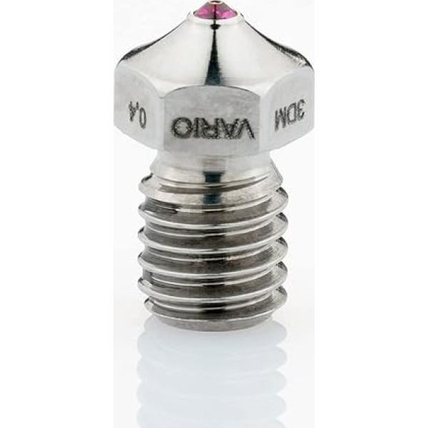 Oscar3D Pro tērauda Ruby sprausla 3D printeriem [VARIO/ShortStroke] - Ruby sprausla E3Dv6 Design FDM, 3D printeru piederumi Ražots Vācijā (Filaments 1.75 mm / sprauslas diametrs 0.4 mm)