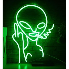 Signship Green Smoking Alien Smoking Neon LED Light Sign, jaunums zīme sienas dekorēšanai, USB barošana, mājām, bērnistabai, bāram, guļamistabai, ballītei