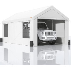 VEVOR telts garāžai Heavy Duty Large Car Canopy Āra garāžas nojume ar noņemamām sānu sienām Roll Up automašīnai Kravas automašīnai Laiva White