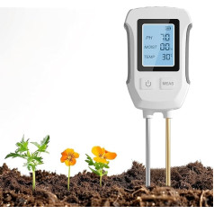 3-in-1 augsnes mērītājs, PH vērtības augsnes mērītājs, digitālais augsnes testeris, mitruma mērītājs ar temperatūru/mitrumu un fona apgaismojumu dārzkopībai, lauksaimniecībai, āra augiem