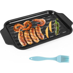 Barlket BBQ piederums āra grilam, grilēšanas panna dārzeņiem, grilēšanas panna ar rokturiem, grilēšanas piederumi vasaras brīvdienām, 16 x 9 collu perforēta grilēšanas virsma gaļai/ dārzeņiem