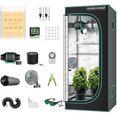 MARS HYDRO TS600 Grow Box komplekta komplekts, LED audzēšanas telts komplekts, LED audzēšanas gaisma, audzēšanas lampa, 60 x 60 x 140 cm, iekštelpu audzēšanas komplekts, pilnīgs audzēšanas telts komplekts ar 10,2 cm ventilatora komplektu