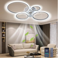 Aoomoon Griestu ventilators ar apgaismojumu, LED griestu gaisma ar ventilatora tālvadības pulti, dimmable griestu lampas taimera lampa ar ventilatoru guļamistabai, viesistabai, ēdamistabas gaismai (A)