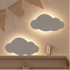 Lights4fun 2 LED mākoņu komplekts guļamistabas nakts gaisma ar tālvadības pulti Naktspuldzes uzlādējama bērnu istabas dekorēšana Sienas lampa Bērnu istabas nakts gaisma