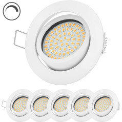 Sweet Led - LED iebūvējamais prožektors 230 V, plakans, ar pastāvīgu aptumšošanu - Metāla griestu prožektori 5 W, 420 lm - LED prožektors 35 mm, cauruma diametrs 75 mm - 6 LED prožektoru komplekts 230 V, grozāms