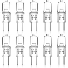 DoRight GY6.35 Bi Pin halogēnspuldze 35 W AC/DC 12 V, aptumšojama, silti balta 2700K, G6.35 G6.35 pamatne, JC tipa pin pamatnes spuldze, 35 W 50 W halogēnspuldzei, 10 gab. iepakojumā