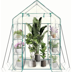 heyfurni Garden Greenhouses, Tomato Greenhouse with 3 Levels, 6 Shelves, PVC Cover, Foil Greenhouse, Walk-In Greenhouse, Standing Greenhouse, Green, 143 x 73 x 195 cm