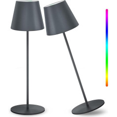 2 LED galda lampu komplekts ar bateriju, izgatavots no metāla, ar pieskārienu, aptumšojams, 8 krāsas RGB LED galda lampa, bezvadu, iekštelpās un ārpus telpām, IP54, ūdensizturīga, uzlādējama LED galda lampa lasīšanai, darbam, bāriem, restor