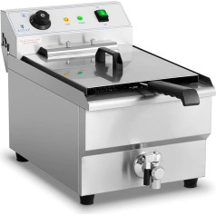 Royal Catering RCEF-16EHB Electric Fryer 16 Litres - 6000 W - Drain Tap - Cold Zone - Stainless Steel